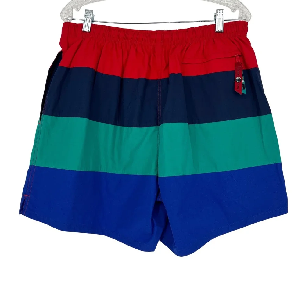 Duck Head Swim‎ Trunks Mens XL Multicolor Colorblock Striped Mesh Lined Preppy